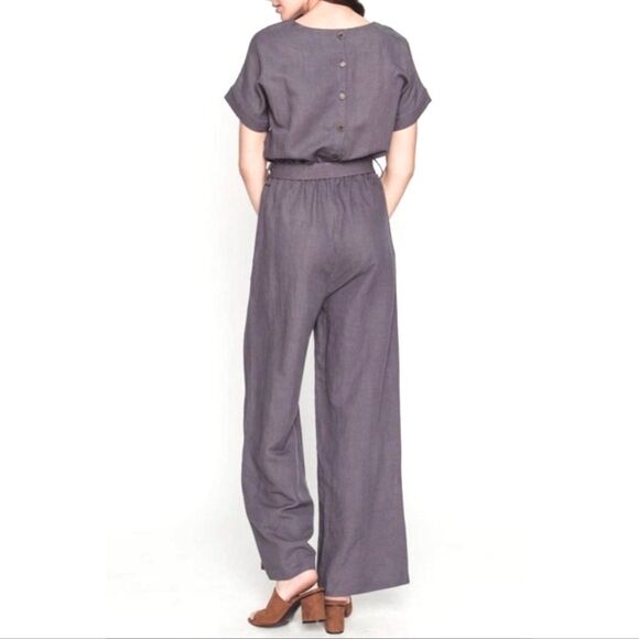 Mo: Vint New York Charcoal Jumpsuit Linen Blend Small - Picture 2 of 4